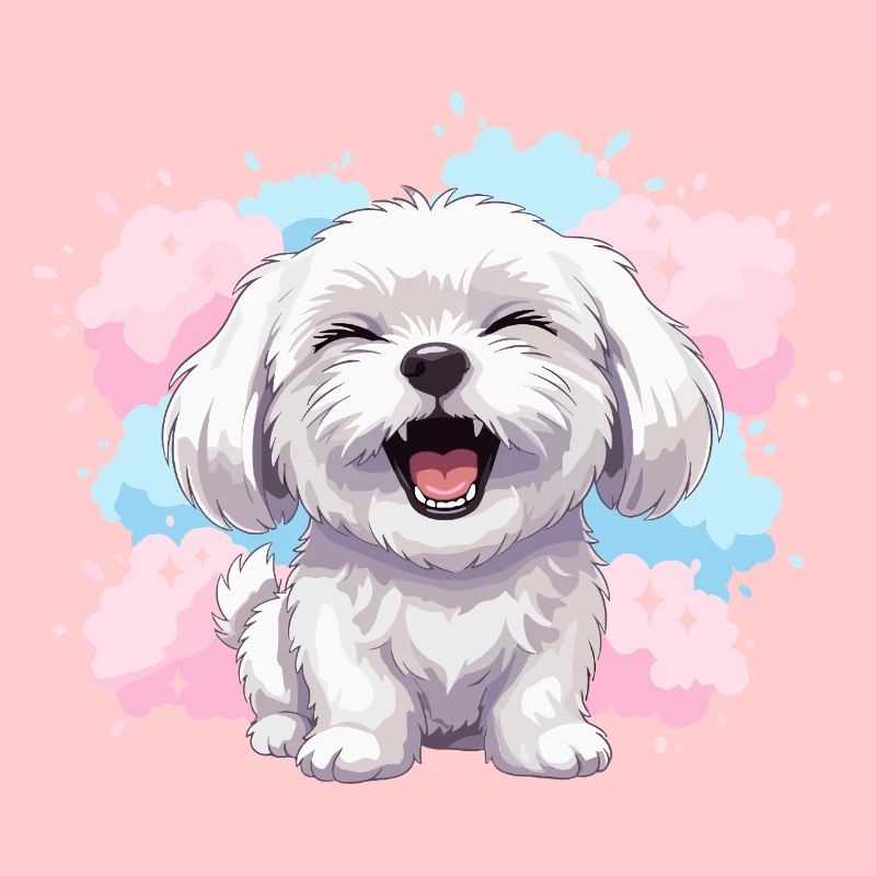 Fröhlicher Flauschhund Pastell-Spritzer