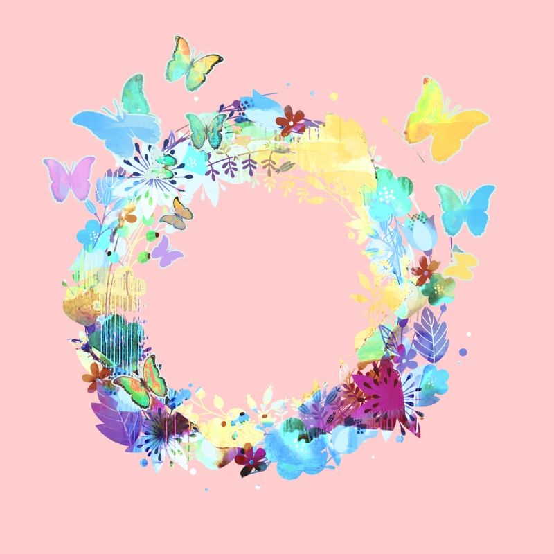 couronne de fleurs,vide, couronne,fleurs,papillons