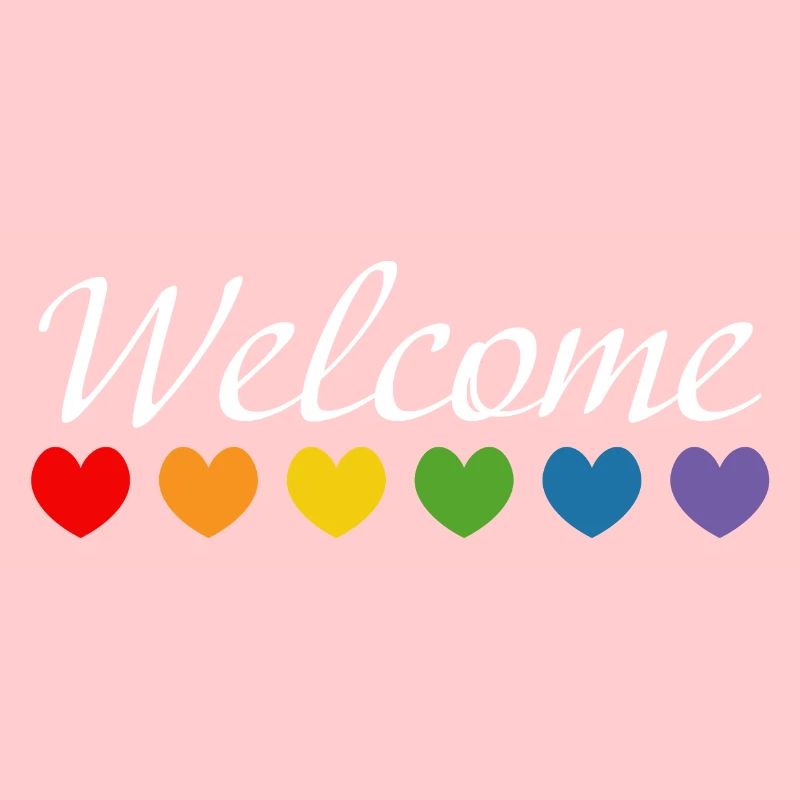 Rainbow Hearts Welcome blanc