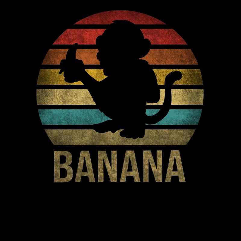 Monkey Eating Banana Dinner Retro Sunset