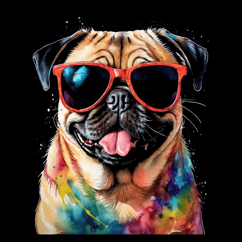 Mops Sonnenbrille Hund Bunt Lustig Design Print