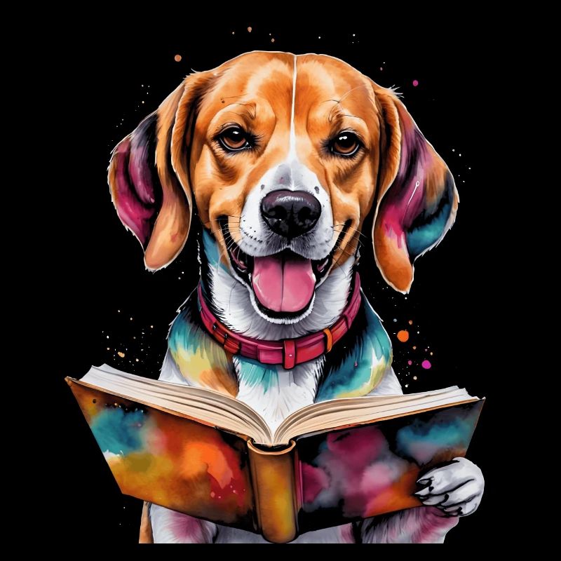 Beagle Lesen Buch Hund Lustig Tier Design Print