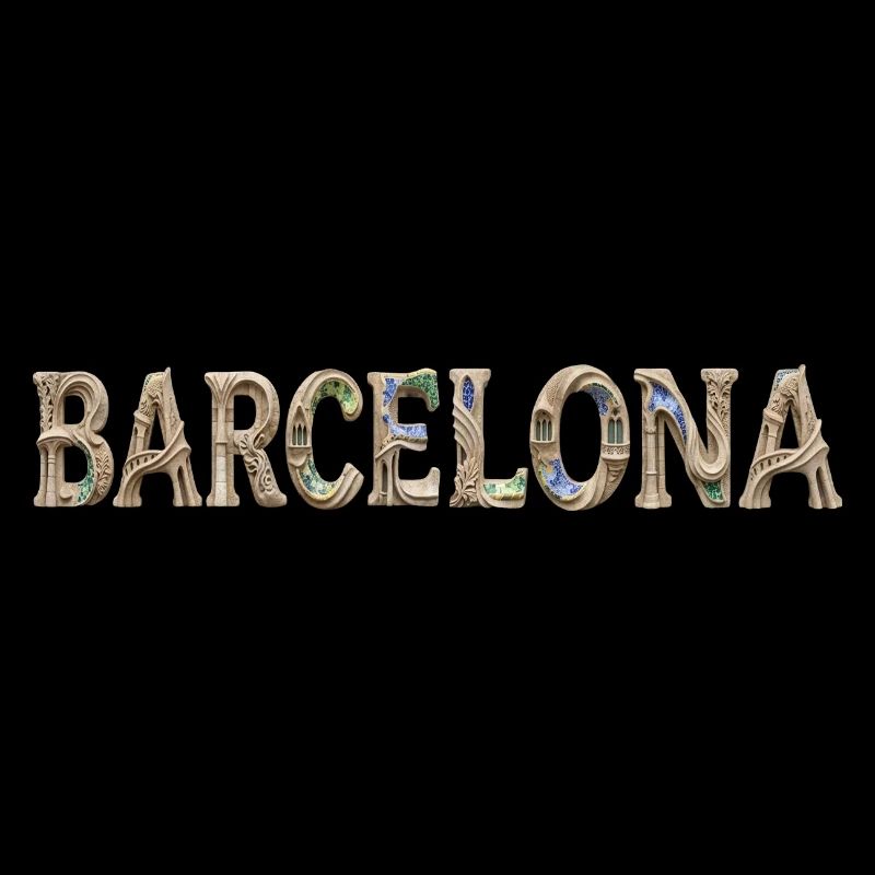 Barcelona Typography with Mediterranean Architecture