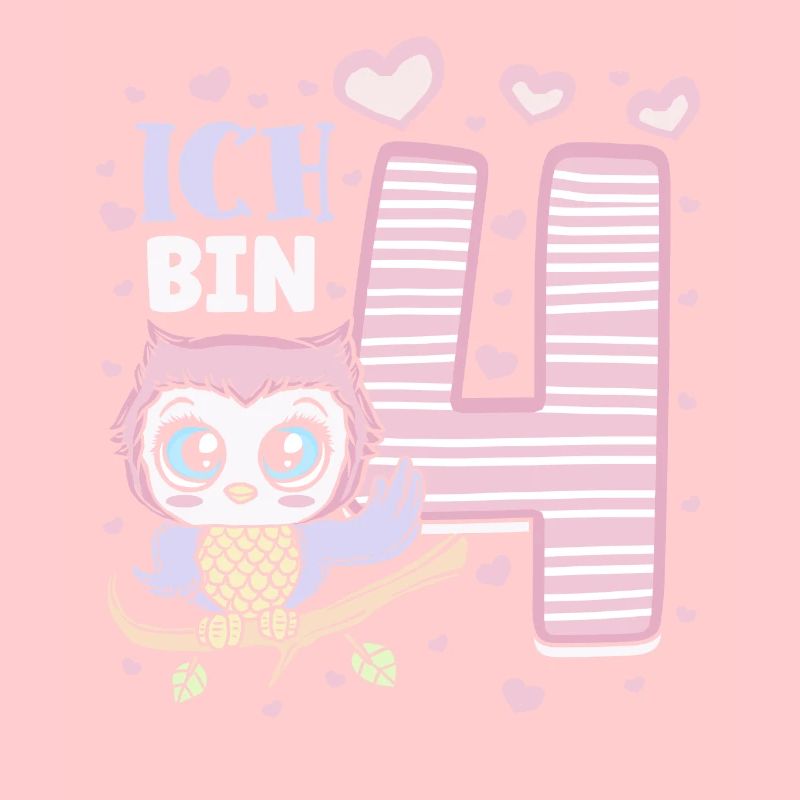 Vierter Geburtstag Mädchen 4 Jahre Eule