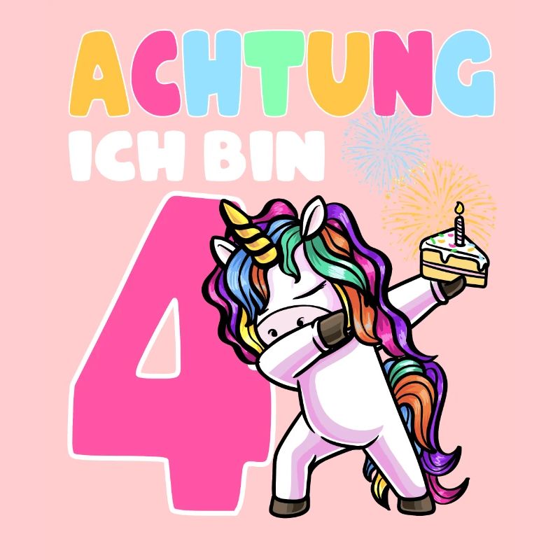 Vierter Geburtstag Mädchen 4 Jahre Einhorn