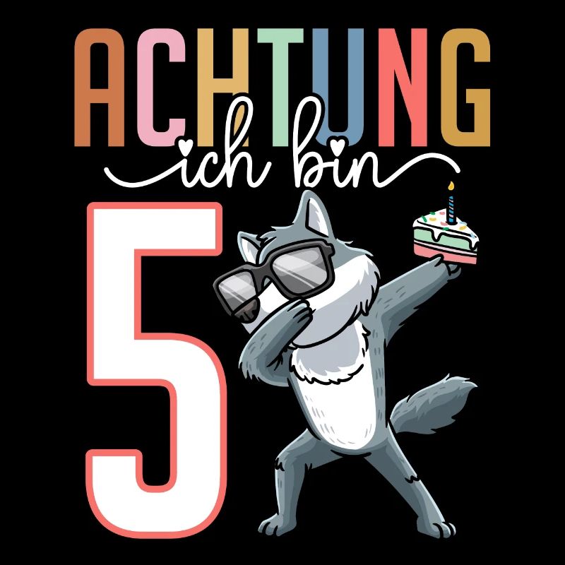 5. Geburtstag Junge Mädchen 5 Jahre Wolf