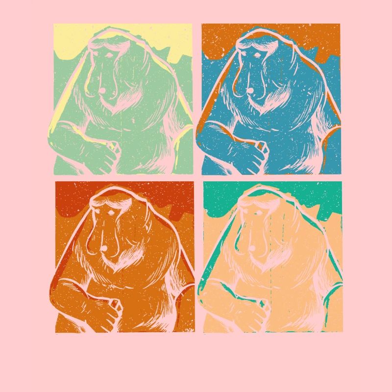 Retro Proboscis Monkey Ape Wildlife Zookeeper