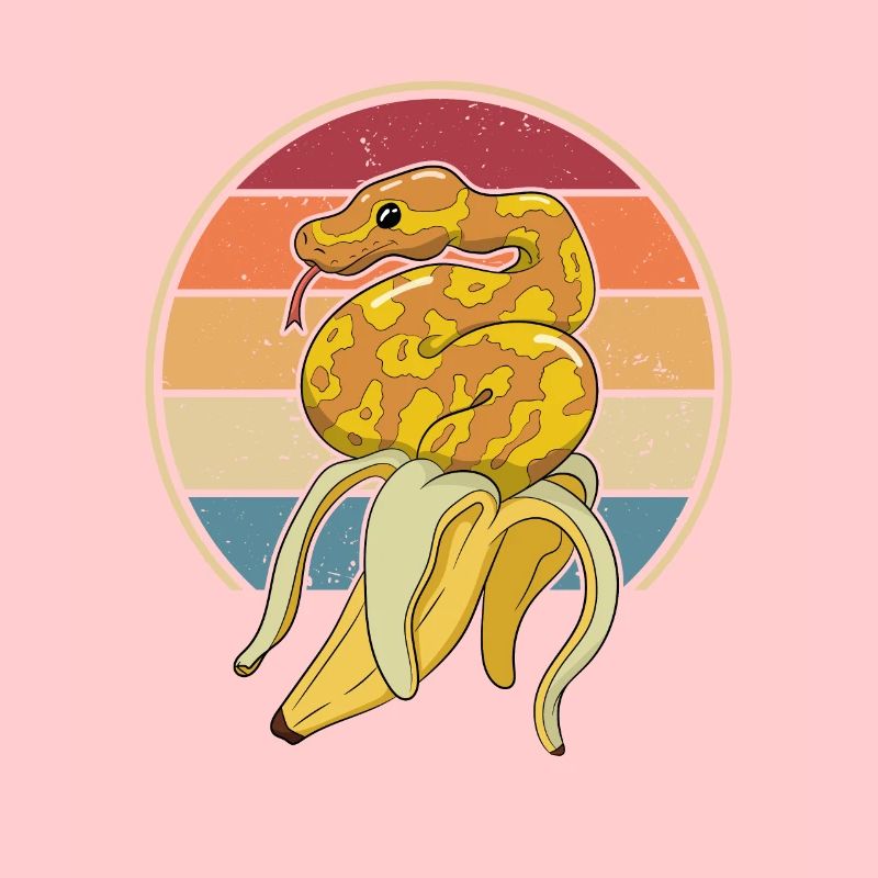Retro Schlange Schuppenkriechtiere Python Banana