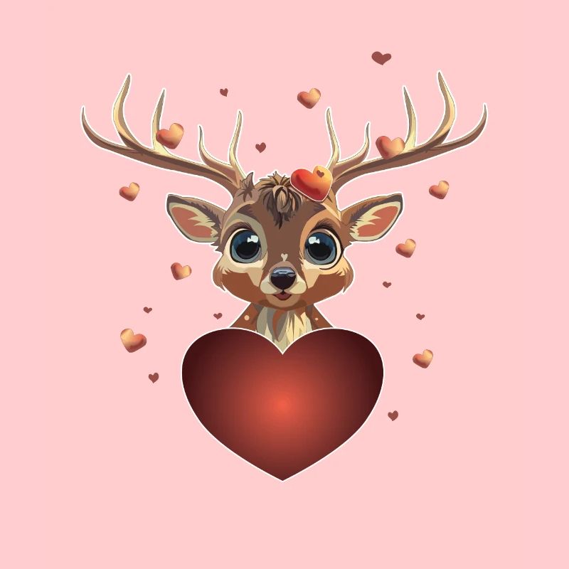 Herz comic Hirsch Valentinstag Geschenk Wild