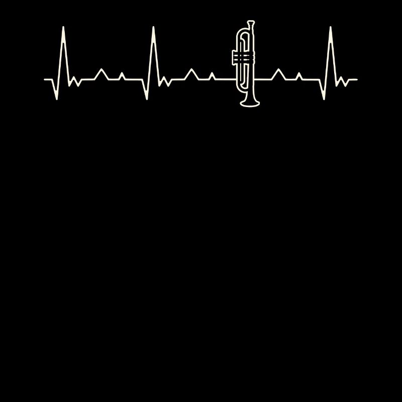 Instrumento de trompeta. Corazón. Amor. Ekg.
