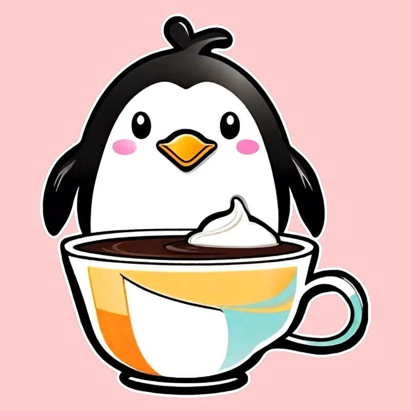 Cute Penguin with Coffee IV