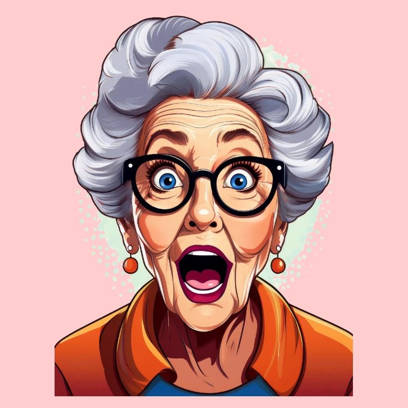 Erstaunte Großmutter