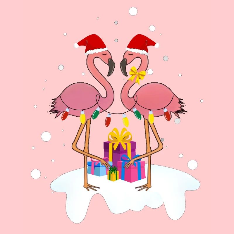 Flamant rose Noël. Cadeau de Noël
