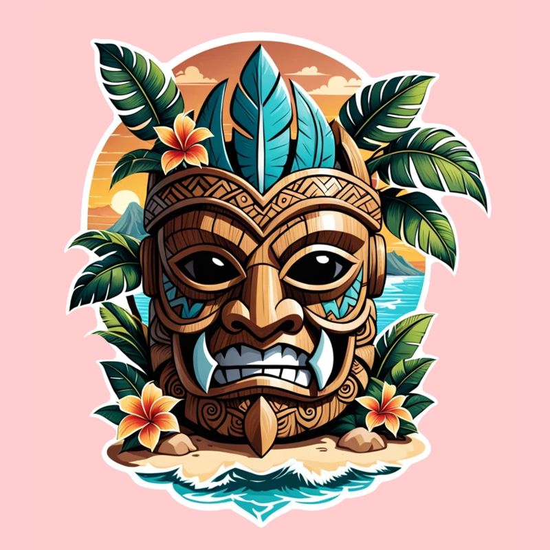 tiki beach - statue polynèsie
