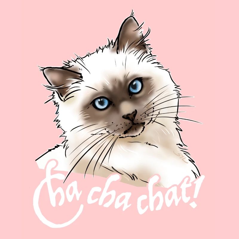 Burma-Katze "Cha Cha Katze!" (weißer Text)