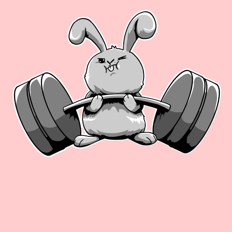 Funny Rabbit Weight Lifting Gym Workout