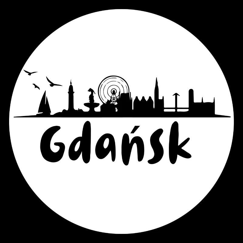 Gdansk,skyline, white,scherenschnitt,circle,logo