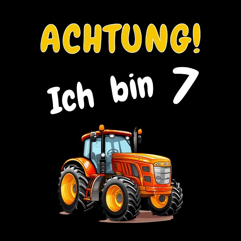 Achtung! Ich bin 7 Traktor Geburtstagsshirt 7 Jahr