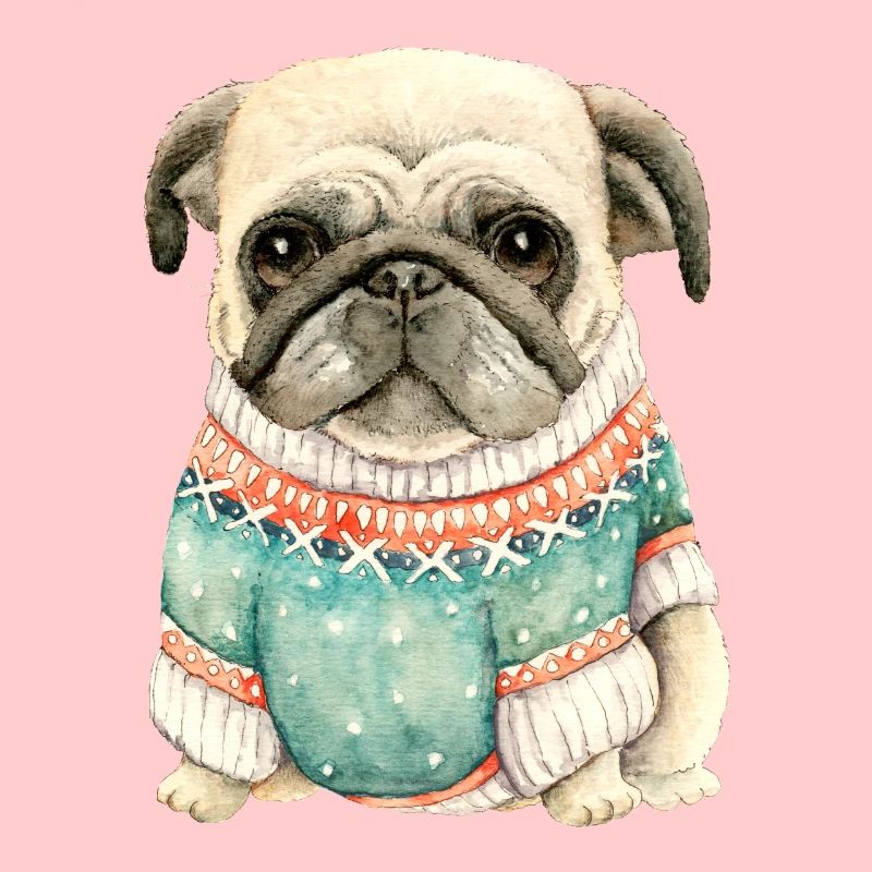 Netter Mops-Welpe im Winterpullover-Geschenk für Mopsliebe