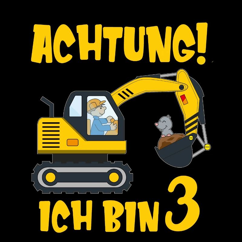 Bagger ich bin 3 Jahre dritter Geburtstag Jungen