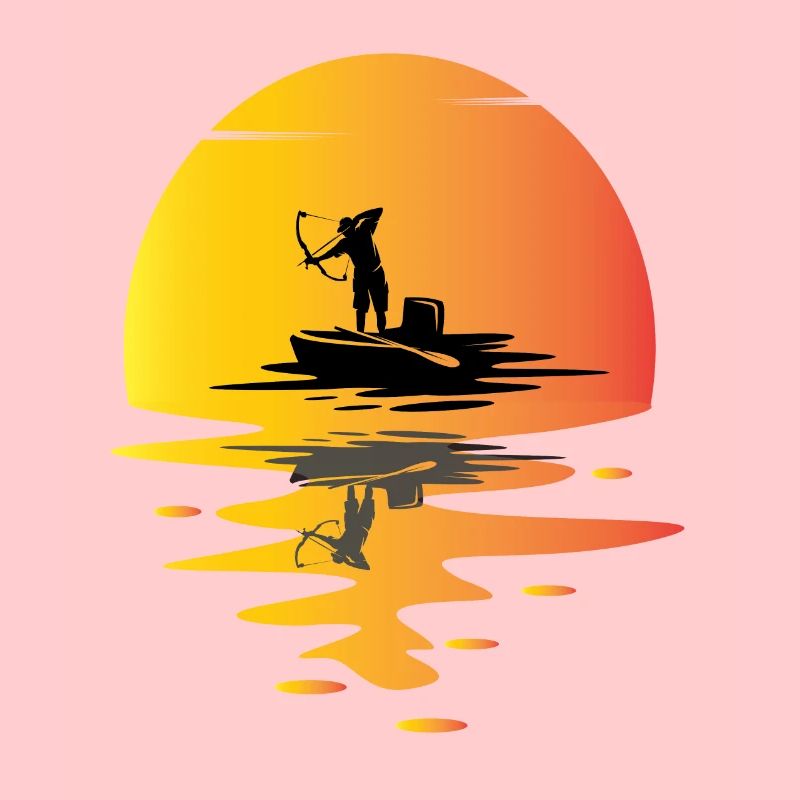 Bogenfischen Sonnenuntergang