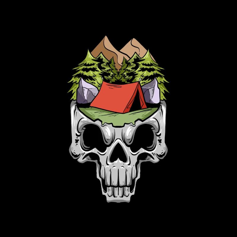 Camper Campingplatz Skull Skeleton Head Camp Camping