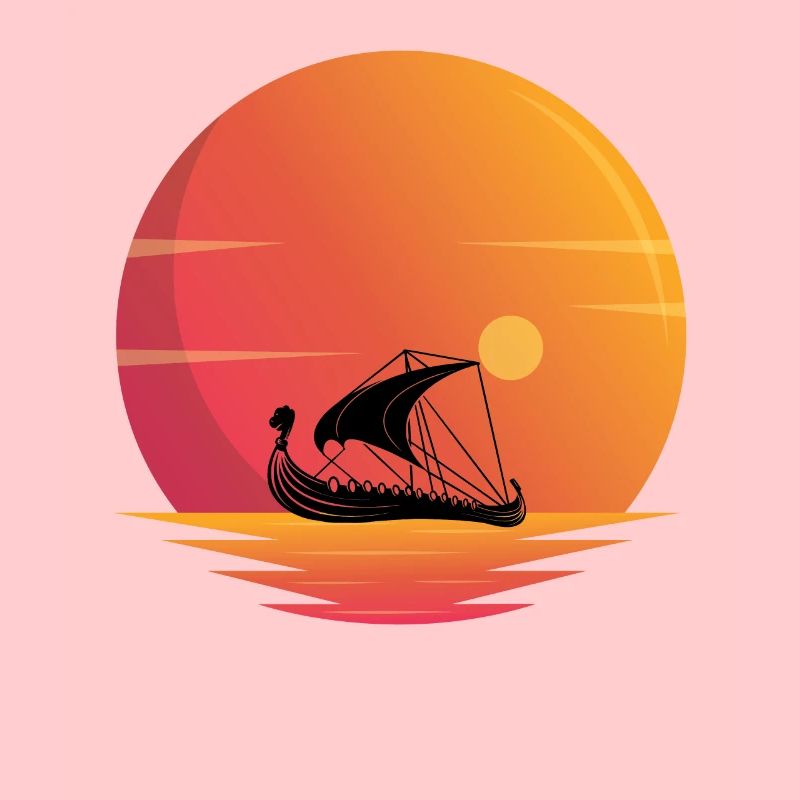 Coucher de soleil sur les bateaux vikings