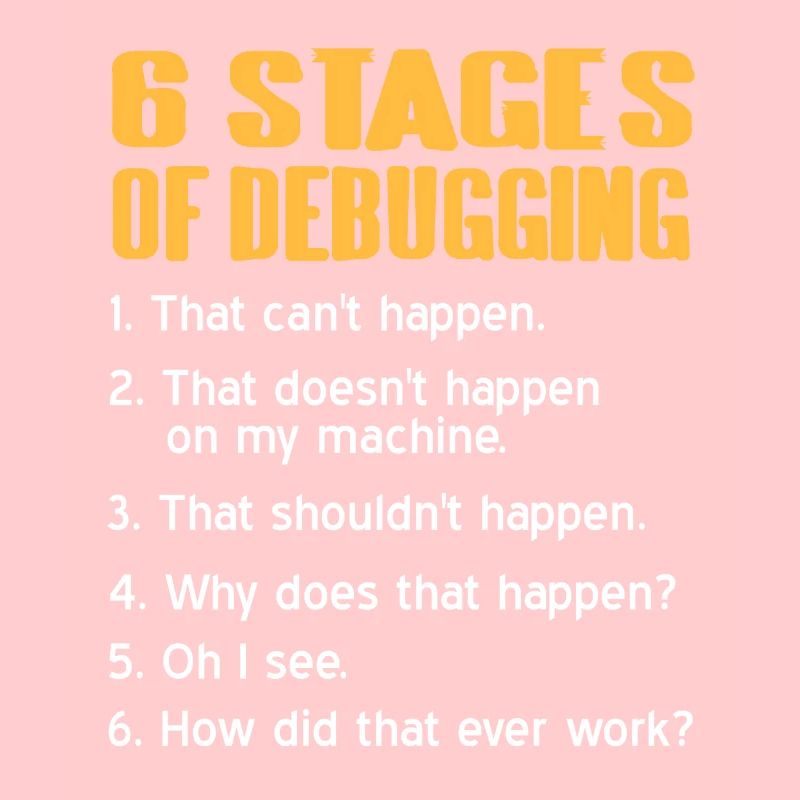 6 Stages Of Debugging Funny Data Admin T-Shirt