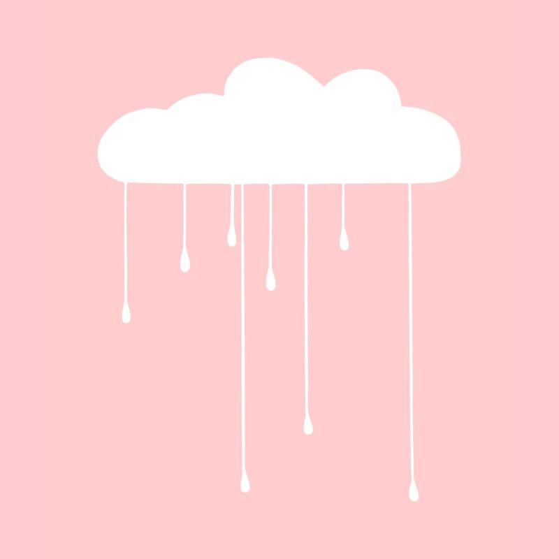 White Graphic Cloud Sky Rain Drops Dripping Storm