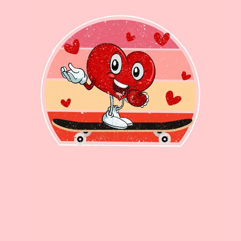 Saint-Valentin Heart Riding Skateboard Lovers