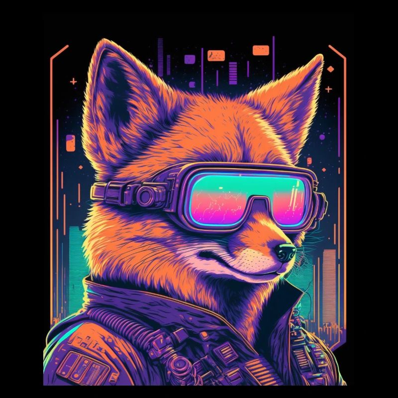Retro Futuristic Synthwave Fox