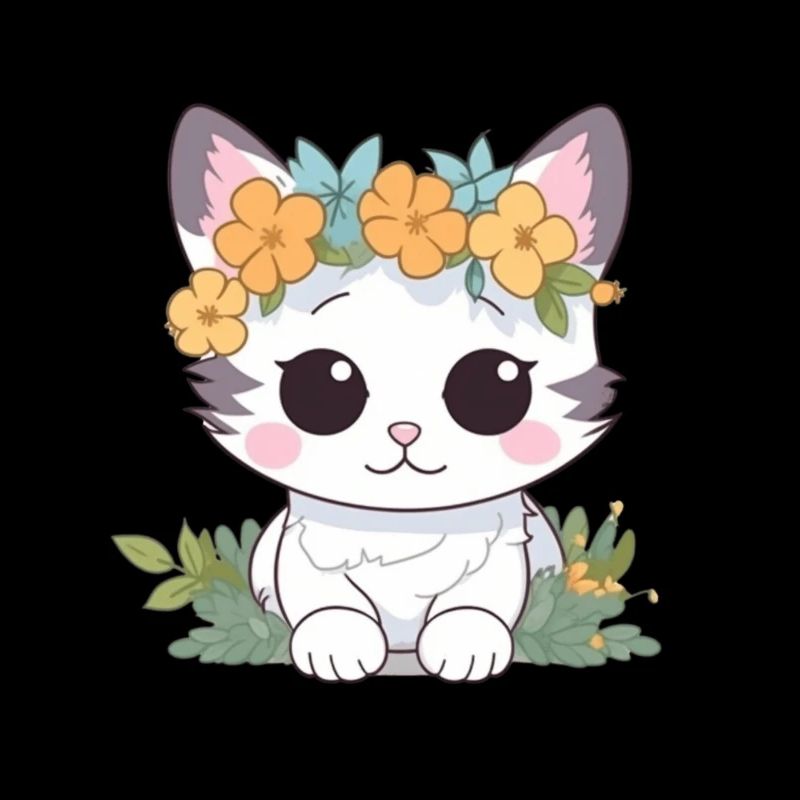 Chat mignon avec des fleurs