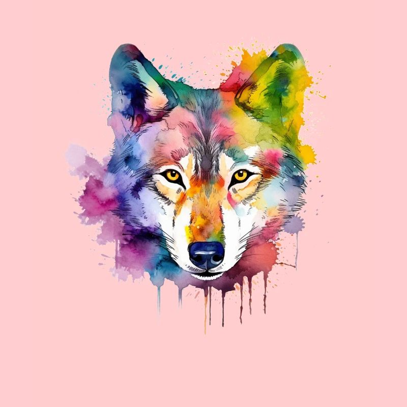 Wolf Splash Art Animal Face Wolf Lover Aquarelle