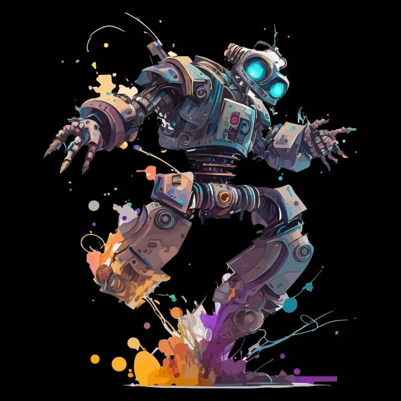 Fantasy robot in a funky art style
