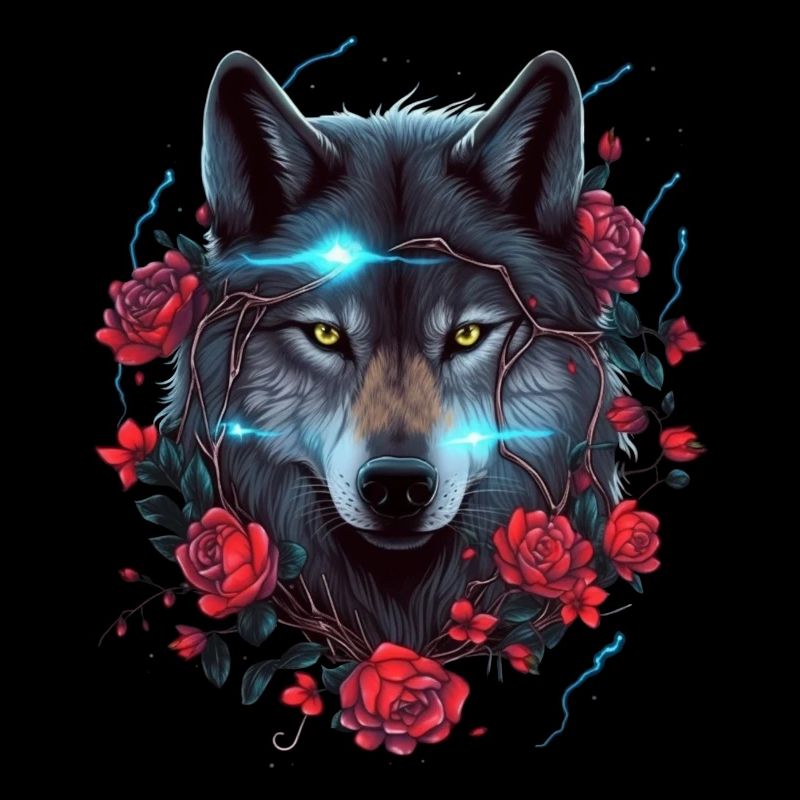 Wolf and Roses Lightning