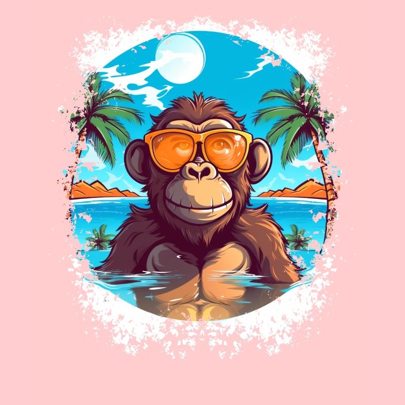 Ambiance tropicale: conception de plage et de singe pour l’été