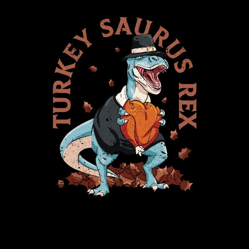 Turkey Saurus T Rex Thanksgiving Day Pilgrim Dino