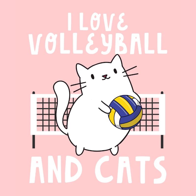 Spiker Setter Mignon Drôle J’aime Volleyball Et Chat