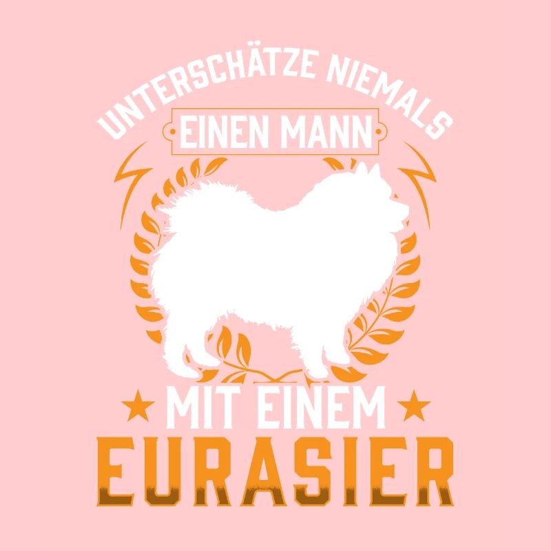Mann mit Eurasier Eurasian Spitz