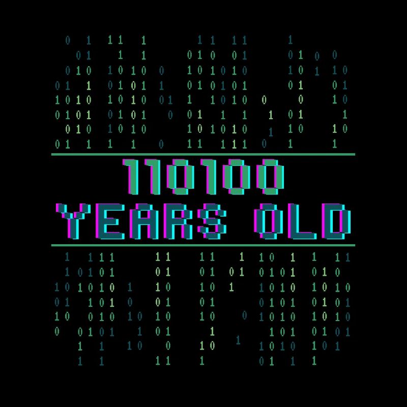 52nd Birthday 52 years old Binary Code Computer Science