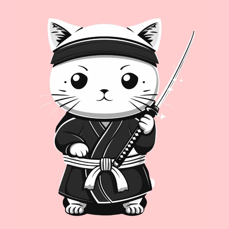 Katze Samurai Kawaii Lustiges Geschenk
