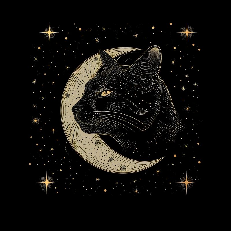 Schwarze Katze Mond