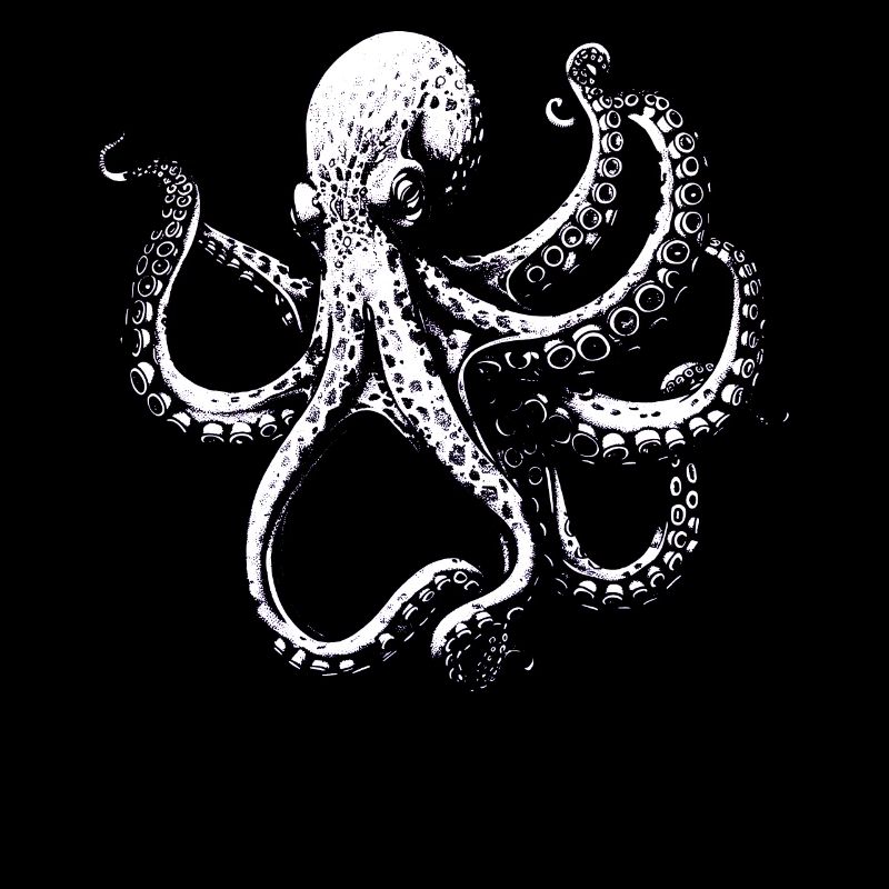 Intricate Black and White Octopus Illustration