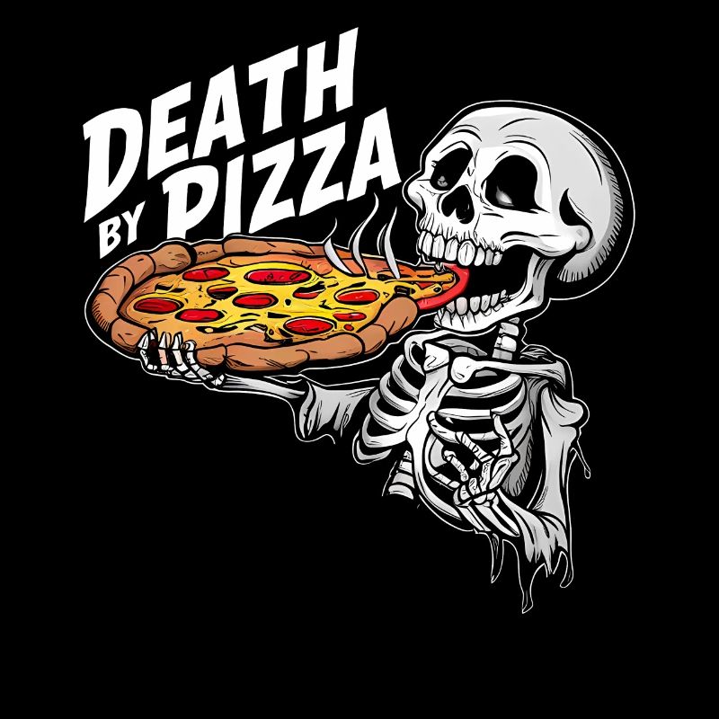 Squelette humoristique mangeant de la pizza Graphique drôle