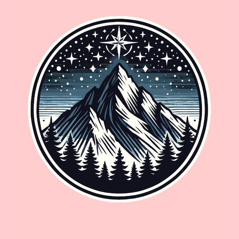 Majestic mountain and starry sky