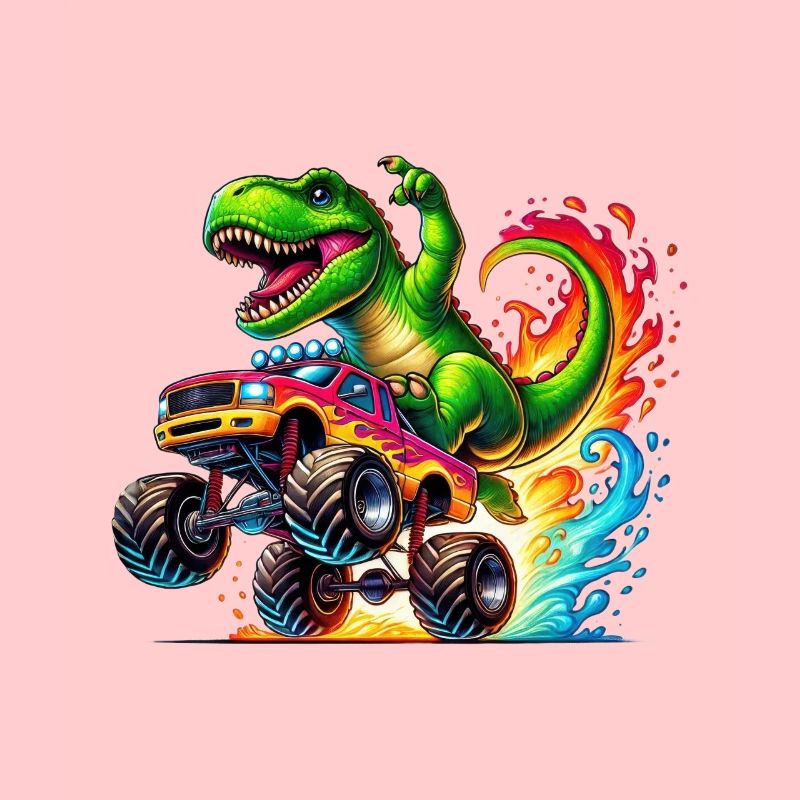 Abenteuerlustiger Dinosaurier Auf Monstertruck