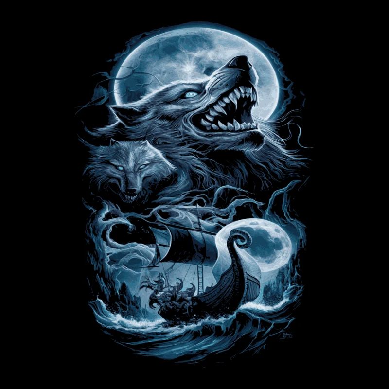 Vikings – Loups et navire au clair de lune