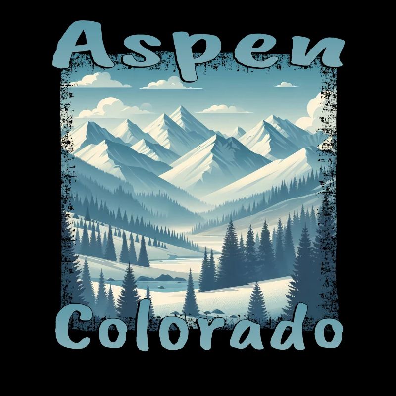 Aspen Winter Ski Snowboard Vacation Grunge