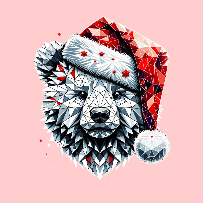 Polygon Kunst Eisbär Weihnachtsmütze Original