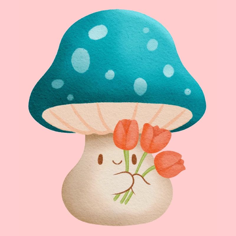 süßer Murshoom mit Blumen